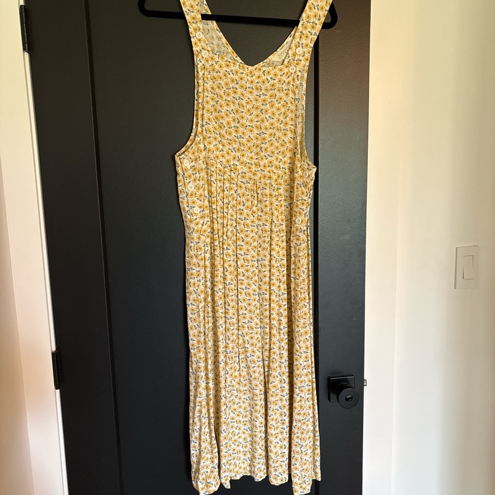 Vintage Express Yellow Floral Sleeveless Summer Dress